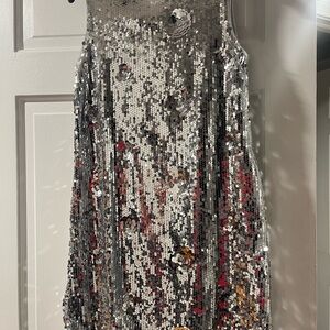 Zara - Girls Shimmering Silver Sequin Dress - 12Y